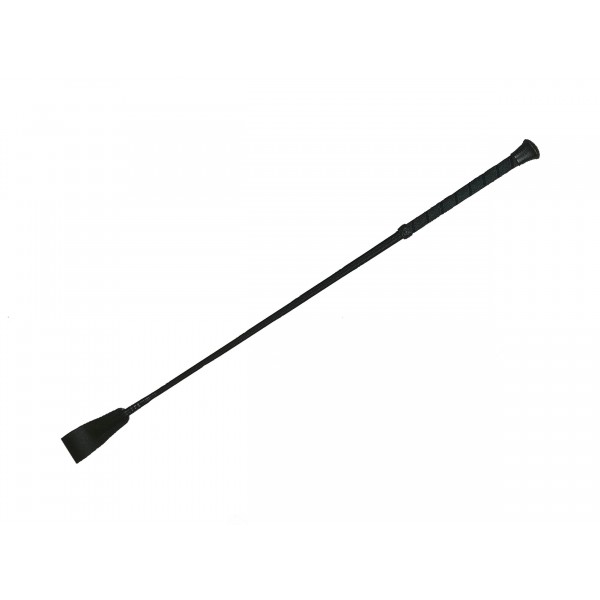 Komplett schwarze Gerte mit Lederklatsche vorne