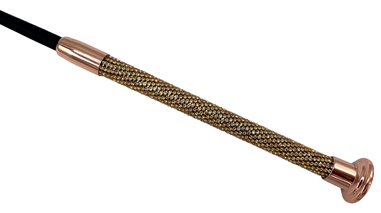 Rosegoldener Metallgriff komplett mit Glitzersteinen besetzter Gertengriff