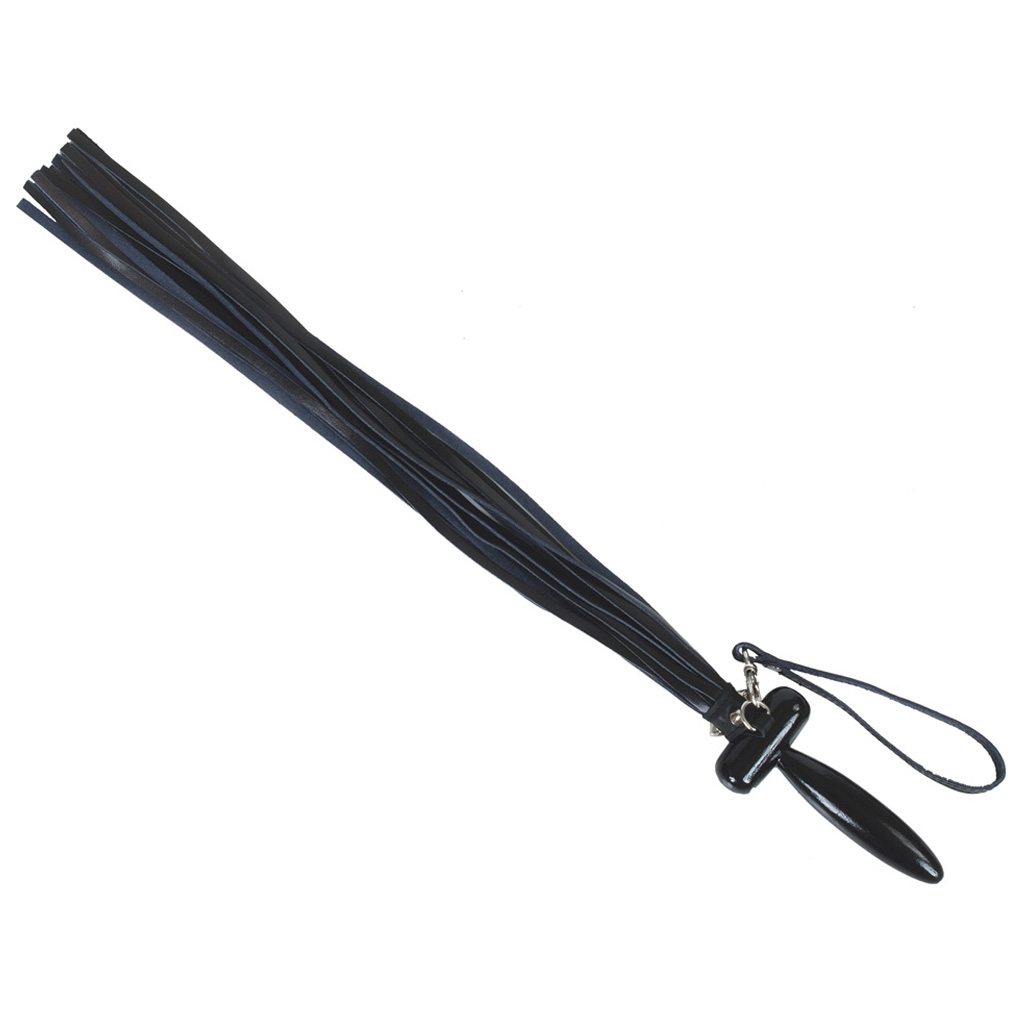 Schwarze Peitsche mit Holzgriff in Form Butt Plug
