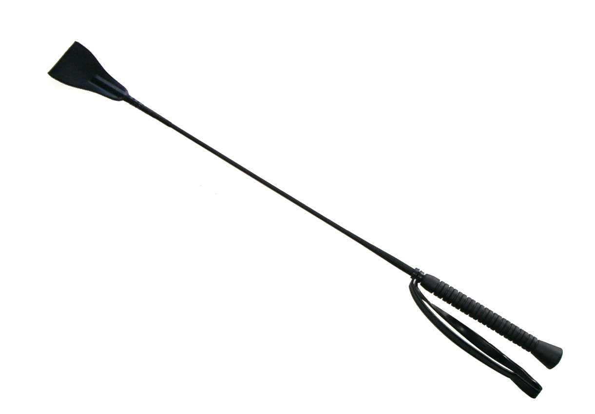 Vollansicht von schwarzer Gerte mit Handschlaufe und Gummigriff
