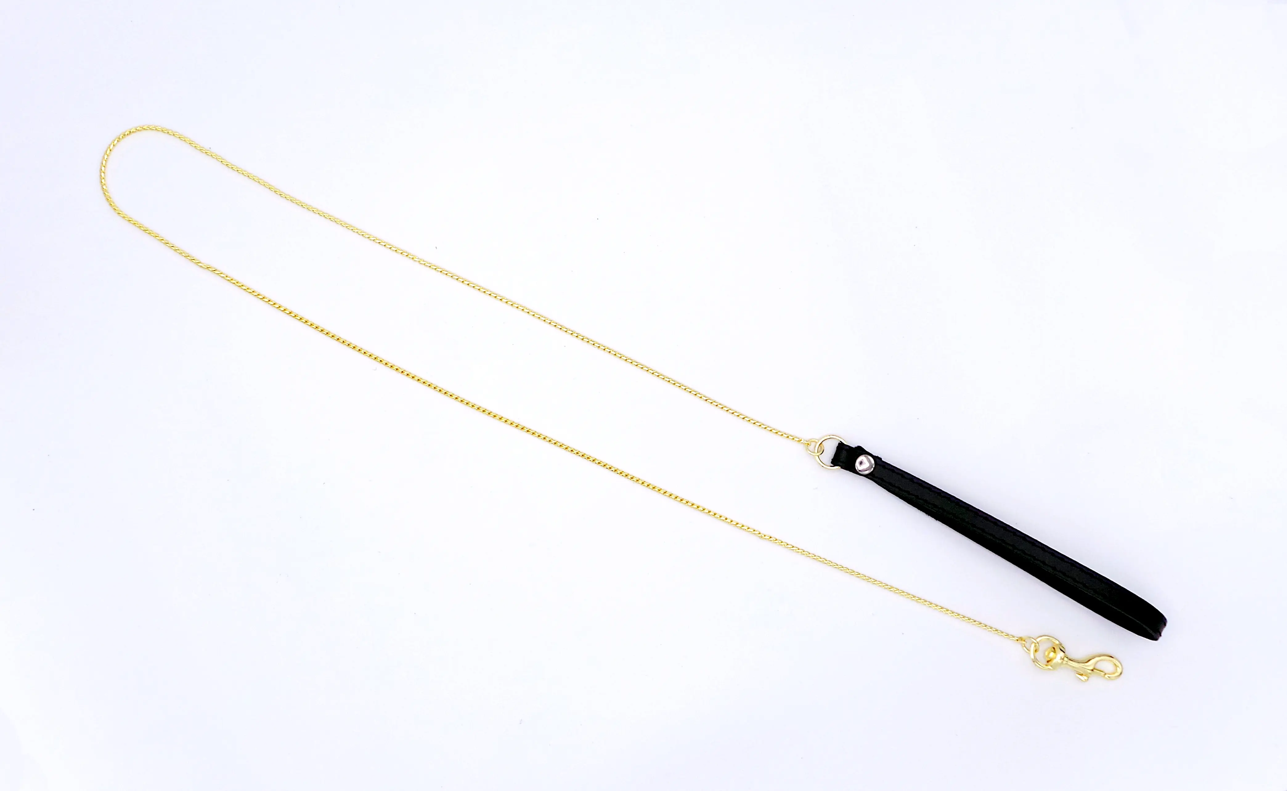 Dünne goldfarbige Führungsleine mit Handschlaufe pm-bodyleather.de